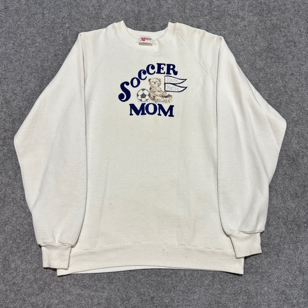 Sunbelt Sportswear Vintage Soccer Mom Teddy Bear Sweatshirt White Large